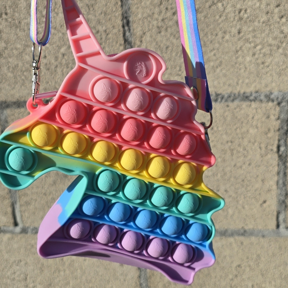 Rainbow Unicorn Pop It Fidget Toy Purse